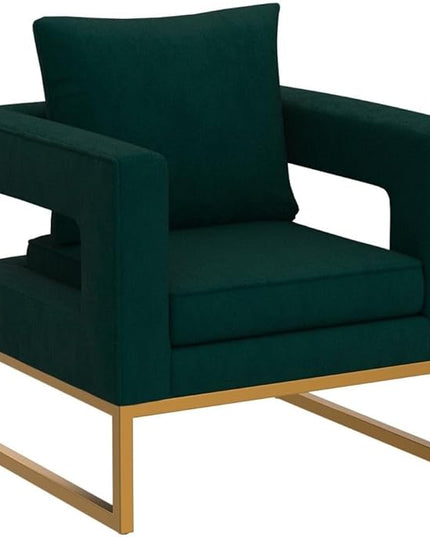 Roundhill Furniture Lenola Upholstered Accent Arm Chair, Green 27.5D x 29.75W x 34.5H in - LeafyLoom
