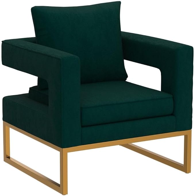 Roundhill Furniture Lenola Upholstered Accent Arm Chair, Green 27.5D x 29.75W x 34.5H in - LeafyLoom