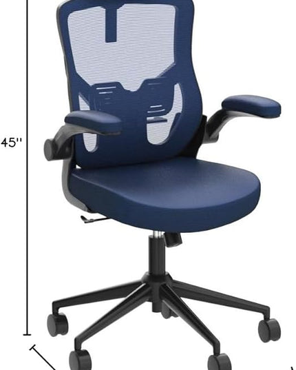 𝑯𝑶𝑴𝑬 𝑶𝑭𝑭𝑰𝑪𝑬 𝑪𝑯𝑨𝑰𝑹, Ergonomic Mesh Desk Chair, High Back Computer Chair- Adjustable Headrest with Flip-Up Arms, Lumbar Support, Swivel Executive Task Chair (Portimao Blue, Modern) - LeafyLoom
