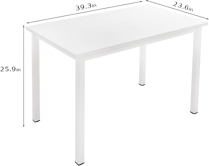 sogesfurniture 39.3 inches Office Desk Computer Desk Gaming Desk Computer Table Sturdy Writing Workstation for Home Office, White - LeafyLoom