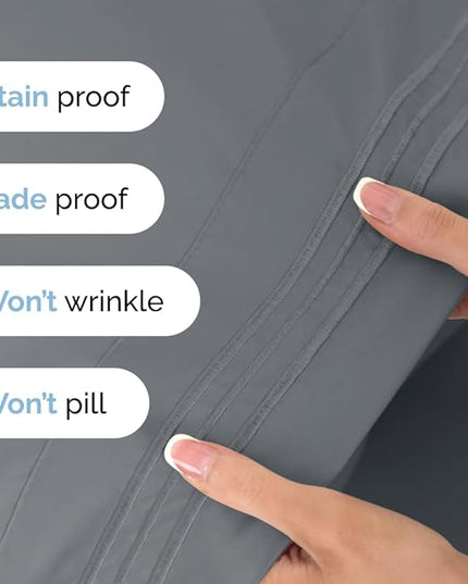 Split King Size 5 Piece Sheet Set - Comfy Breathable & Cooling Sheets - Hotel Luxury Bed Sheets for Women & Men - Deep Pockets, Easy-Fit, Soft & Wrinkle Free Sheets - Steel Blue Oeko-Tex Bed Sheet Set - LeafyLoom