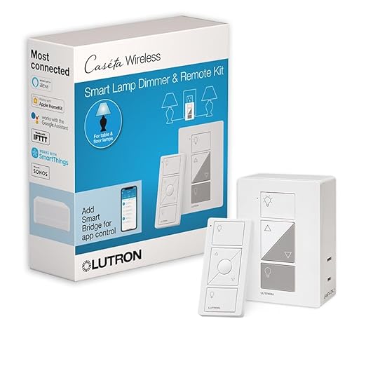 Lutron Caseta Smart Lamp Dimmer 3-Way Kit and Pico Remote, for Floor and Table Lamps, for Dimmable LED Lights, 100 Watt, Single-Pole/3-Way, P-PKG1P-WH Lutron