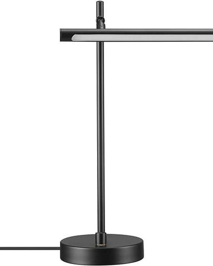 Globe Electric 62000004 15" 5 W LED Integrated Desk Lamp, Matte Black, Push Button Dimmer Rotary Switch, 200 lumens, 3000K, Pivot Joint, LED Desk Light, Adjustable Lamp, Desk Lamp for Home Office - LeafyLoom