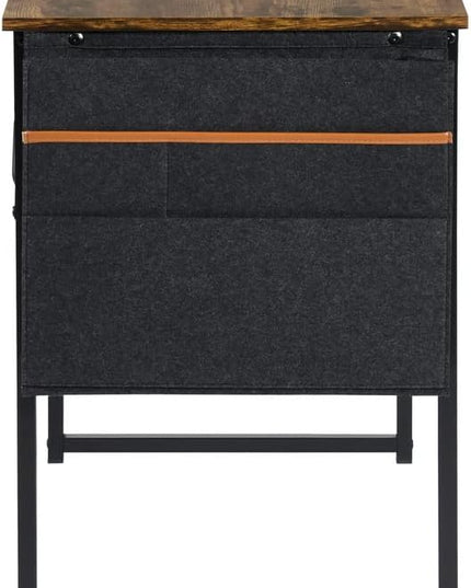 FurnitureR 31.5 inch Small Study Writing Table with Storage Bag Space Saving for Home Office, Modern PC Metal Frame Computer Desk, Black/Brown - LeafyLoom