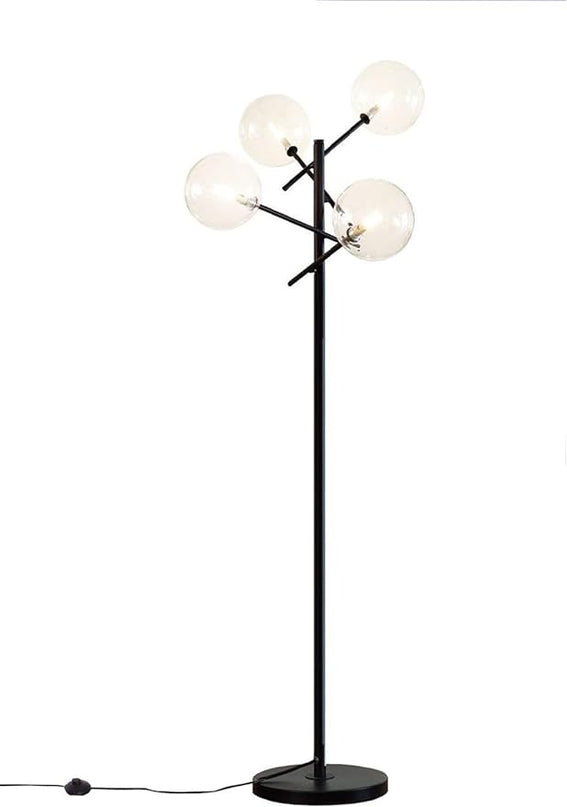 Sputnik Chandelier Floor Lamp for Bedroom,4-Lights Clear Glass Shade Floor Light for Living Room,Black - LeafyLoom