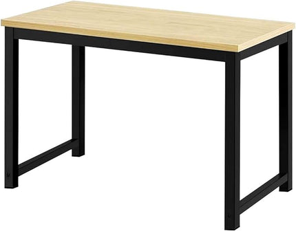 Halter Computer Desk for Home Office 47” Work Table Easy Assembly Walnut Desk Black Frame - LeafyLoom