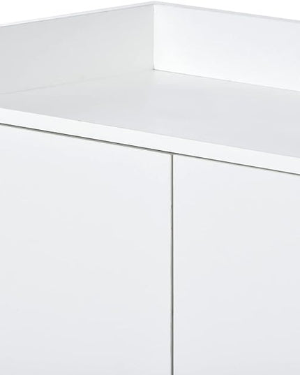 Sideboard Buffet Cabinet with Large Storage Space,Modern Particle Board Kitchen Console Table,W/ 4 Doors and Gold Metal Legs,Dining Room,Entryway,White, 47.2" - LeafyLoom
