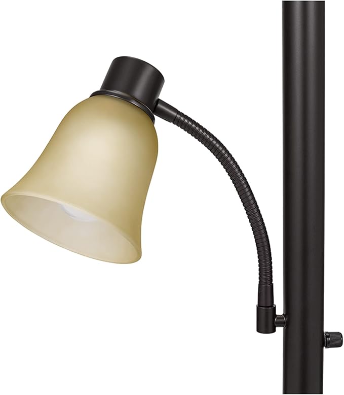 Catalina Lighting 18223-002 Transitional Uplight Floor Lamp with Reading Light, Standing Lamp, Living Room Light, LED Bulb NOT Included,71", Dark Bronze - LeafyLoom