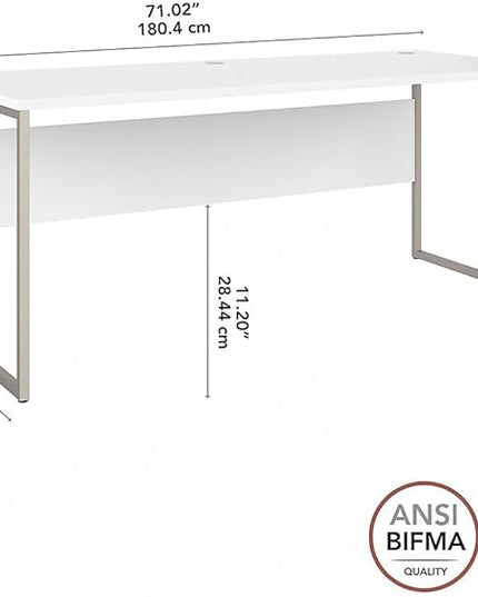 Bush Business Furniture Hybrid 72W x 30D Computer Table Desk with Metal Legs in White - LeafyLoom