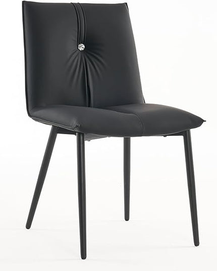 YOUTASTE Black Dining Chairs Set of 2 Modern Upholstered Kitchen Chairs with Back and Metal Legs,Soft Padded Side Chairs Dinner Chairs with Metal Legs for Living Room Bedroom - LeafyLoom