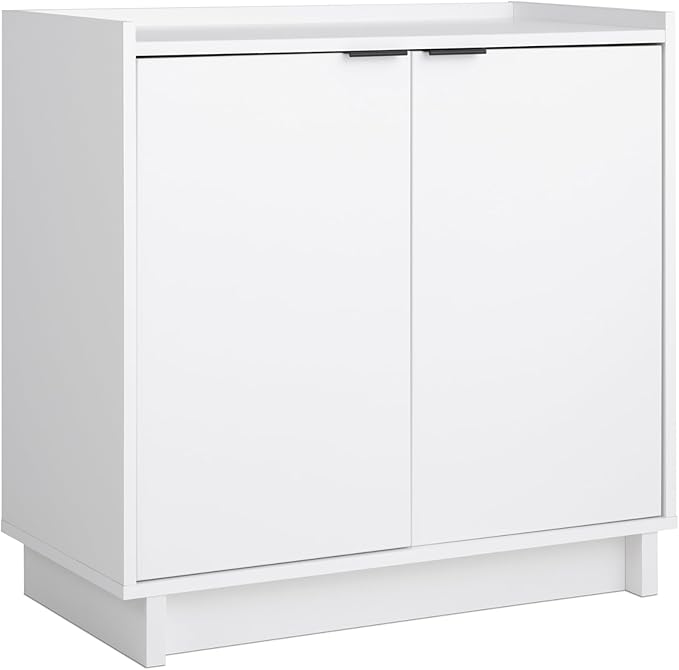 Prepac Simply Modern 2 Console Table, White Doors and Shelves, Buffet Cabinet with Storage, 30.75" W x 30" H x 16" D - LeafyLoom