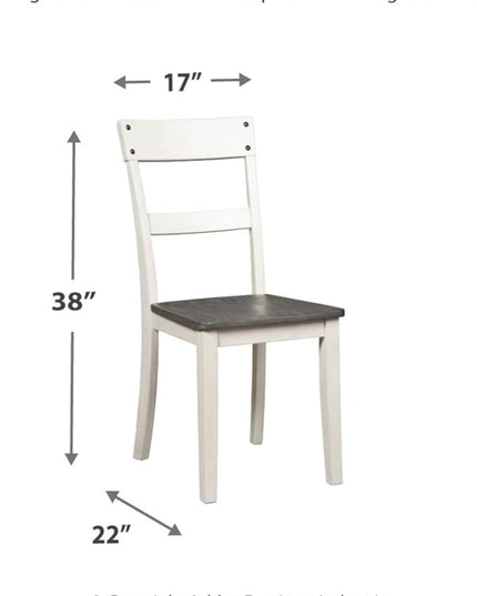 Signature Design by Ashley Nelling Modern Farmhouse 18" Weathered Dining Chair, Set of 2, White & Dark Brown - LeafyLoom