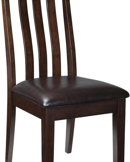 Signature Design by Ashley Haddigan Faux Leather Cushioned Rake Back Dining Chair, 2 Count, Dark Brown - LeafyLoom