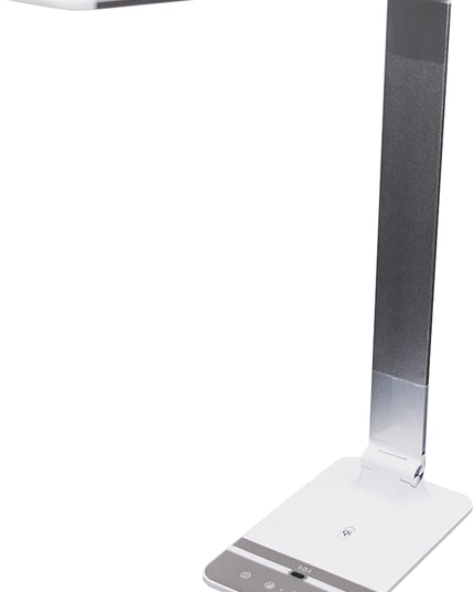 Stand Up Desk Store LED Desk Lamp with Wireless Charging Pad (White Housing, 500 Lumen LED, 10W Qi Wireless Charger, 5V/1A USB Output) - LeafyLoom