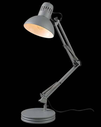 Globe Electric 56106 28" Spring Balanced Arm Desk Lamp, Matte Gray, On-Off Rotary Switch on Shade, Interchangeable Base and Clamp Arm Design, Home Décor, Desk Lamps for Home Office, Home Décor - LeafyLoom