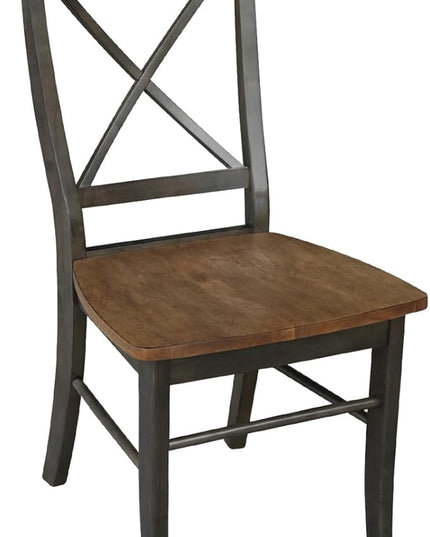 International Concepts X-Back Dining Chair, Height, Hickory/Washed Coal - LeafyLoom