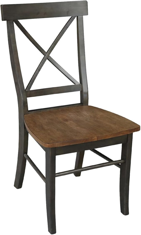 International Concepts X-Back Dining Chair, Height, Hickory/Washed Coal - LeafyLoom