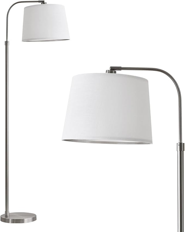 Oneach 62" Silver Floor Lamp for Living Rooms Tall Arc Standing Lamps for Bedrooms Industrial Corner Nursery Girls Kid Vintage Mid-Century Modern Reading Light Office Antique Brass Shade Lantern - LeafyLoom
