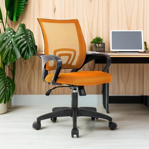 Home Office Chair Ergonomic Desk Chair Mesh Computer Chair with Lumbar Support Armrest Executive Rolling Swivel Adjustable Mid Back Task Chair for Women Adults (Orange) - LeafyLoom
