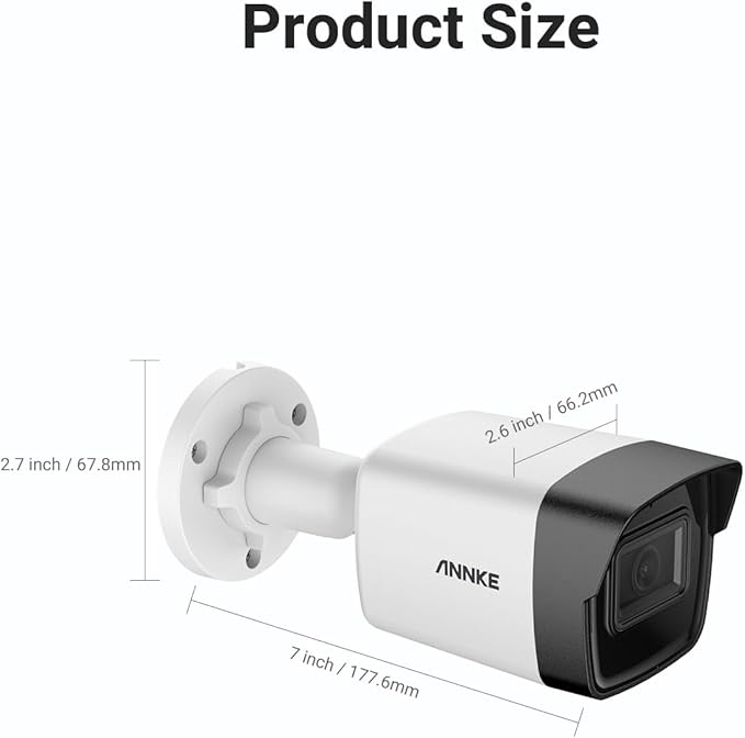 ANNKE C500-5MP Outdoor PoE Security IP Camera with Mic/Audio, 2.8mm Lens (116° FOV), 100 ft Night Vision, IP67 Waterproof, Smart Motion Alerts, RTSP, Surveillance Bullet Cam with SD Card Slot ANNKE