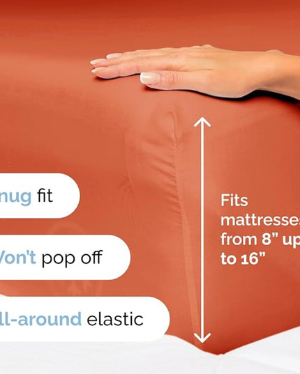 King Size 4 Piece Sheet Set - Comfy Breathable & Cooling Sheets - Hotel Luxury Bed Sheets for Women & Men - Deep Pockets, Easy-Fit, Extra Soft & Wrinkle Free Sheets - Coral Oeko-Tex Bed Sheet Set - LeafyLoom