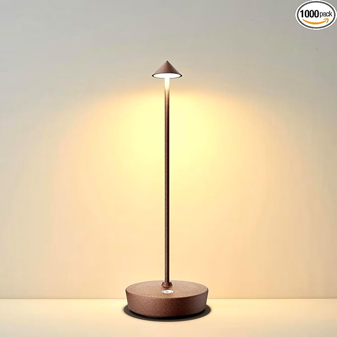 Rechargeable Cordless Table Lamp, 6000mAh LED Battery Operated Desk Lamp Touch 3 Color Stepless Dimming Portable Outdoor Waterproof Table Light for Patio/Restaurant/Dining/Home (Rust) - LeafyLoom