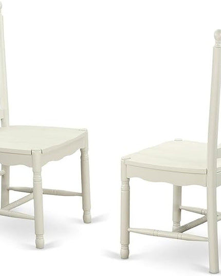 East West Furniture ANDO5-LWH-W Antique 5 Piece Room Furniture Set Includes a Round Kitchen Table with Pedestal and 4 Dining Chairs, 36x36 Inch - LeafyLoom
