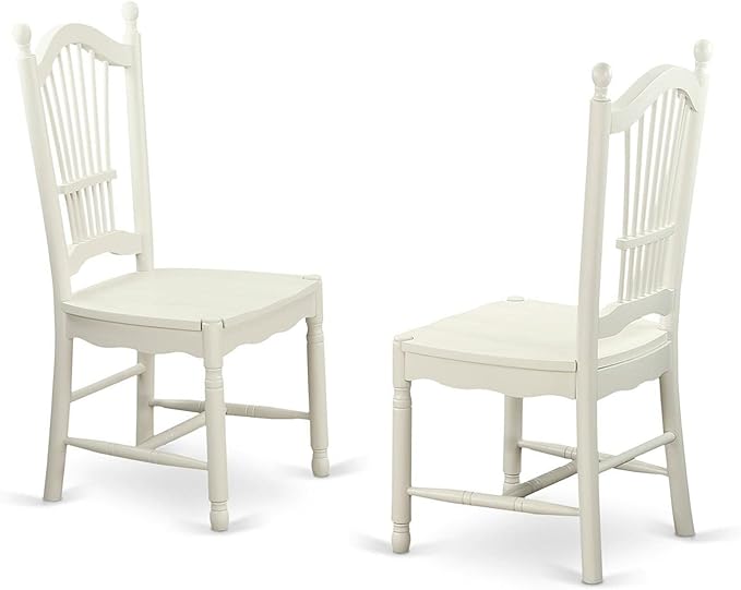 East West Furniture ANDO5-LWH-W Antique 5 Piece Room Furniture Set Includes a Round Kitchen Table with Pedestal and 4 Dining Chairs, 36x36 Inch - LeafyLoom