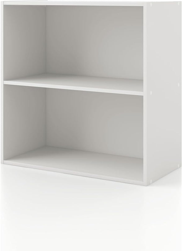 Apexa 2-Tier Cube Storage Organizer Shelves, Stackable Wood Bookcase Fits Cubby Bins for Organization, Dorm Teen Room Decor & Home Office, White - LeafyLoom