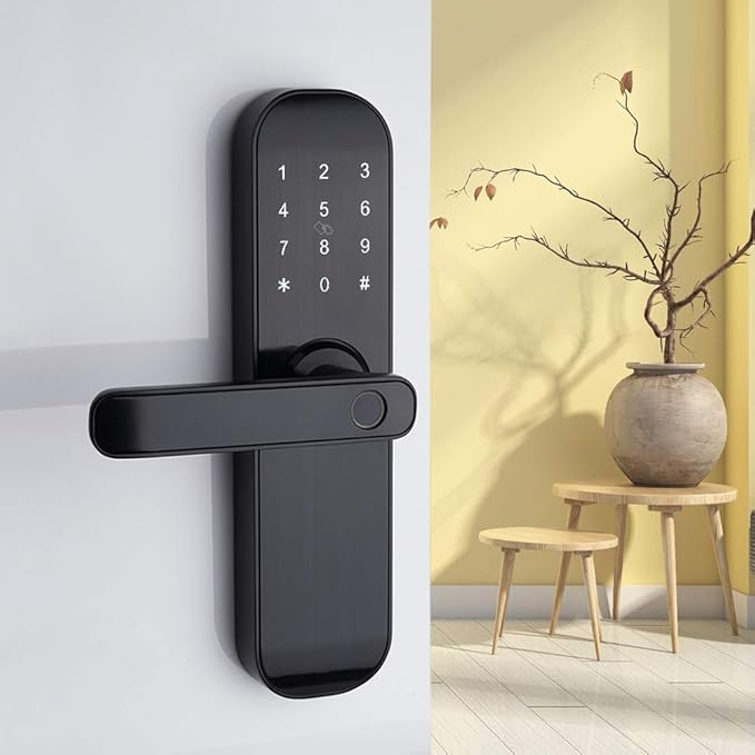 HAIFUAN M20 Bluetooth Digital Lock,Unlock with Fingerprints, Cards, Codes, App (Compatible with Alexa) (for Left Hand Doors Only) HAIFUAN