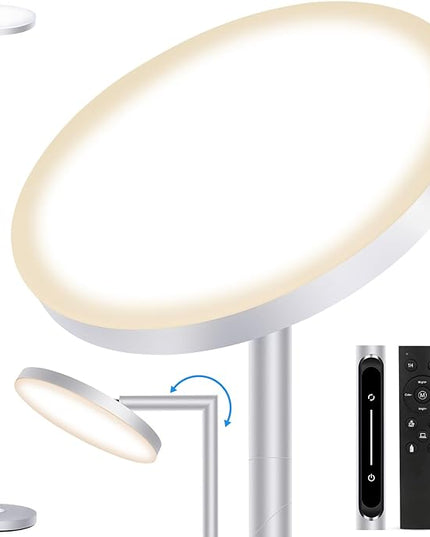 OUTON LED Torchiere Floor Lamp, 30W/3000LM Dimmable Super Bright Standing Lamp with Remote Touch Control, 4 Color Temperature, Memory Function for Living Room, Bedroom, Office (Cool Gray) - LeafyLoom