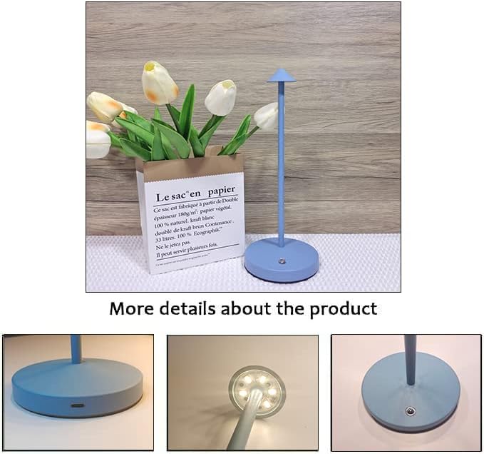 Cordless Table Lamps,Rechargeable Led Touch Bar Lamp,Portable Battery Desk Lamp,Brightness Dimmable Small Table Lamps,Minimalist Design,for Living Room/Restaurant/Couple Dinner/(Blue) - LeafyLoom