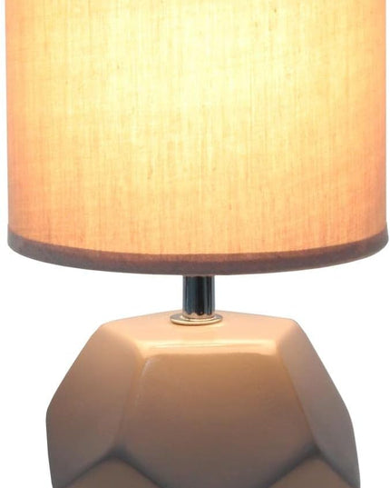 Simple Designs LT2065-GRY Round Prism Mini Table Lamp with Matching Fabric Shade, Gray - LeafyLoom