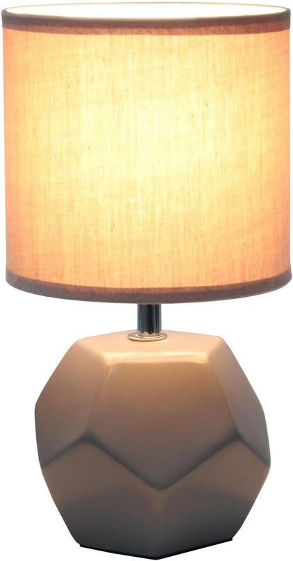 Simple Designs LT2065-GRY Round Prism Mini Table Lamp with Matching Fabric Shade, Gray (Pack of 24) - LeafyLoom