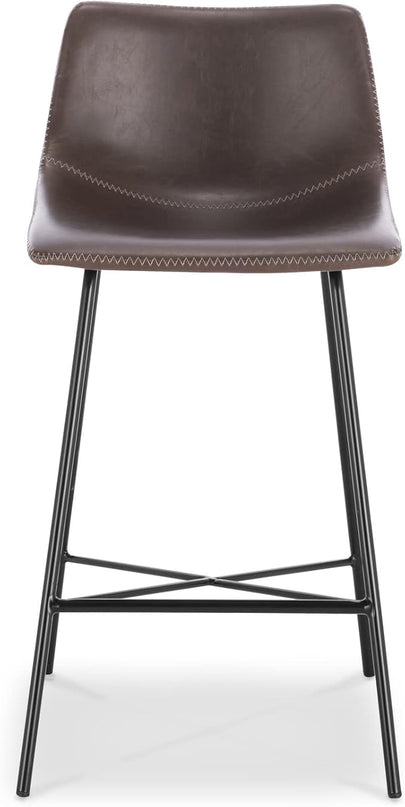 Poly and Bark Counter Stool 24 inches - Counter Height Bar Stools Set of 3 - Sturdy Kitchen Stools with Backs - Comfortable Bar Chair - Modern Countertop-High Chairs, Kitchen Island Barstools – Brown - LeafyLoom
