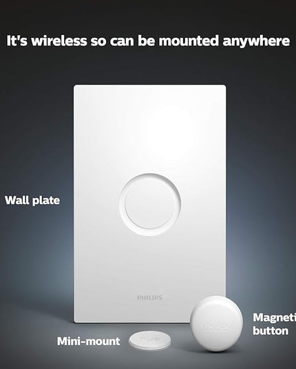 Philips Hue Wireless Smart Light Switch Button, White - 1 Pack - Portable and Battery Powered - Smart Home Control - Requires Hue Bridge - Easy, No-Wire Installation Philips