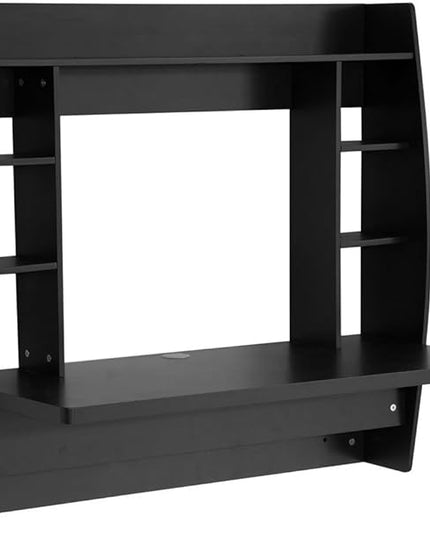 Prepac Floating Desk - Versatile Wall Mounted Desk for Small Spaces, Efficient Computer Desk with Storage, Black Wall Desks, Perfect for Modern Homes - LeafyLoom