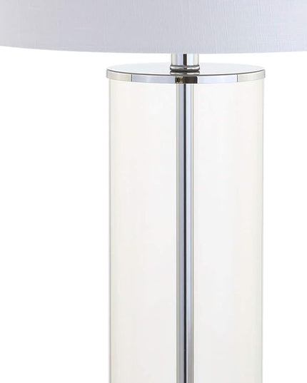 JONATHAN Y JYL2004A Harper 29" Glass LED Table Lamp Modern Contemporary Bedside Desk Nightstand Lamp for Bedroom Living Room Office College Bookcase LED Bulb Included, Clear/Chrome - LeafyLoom