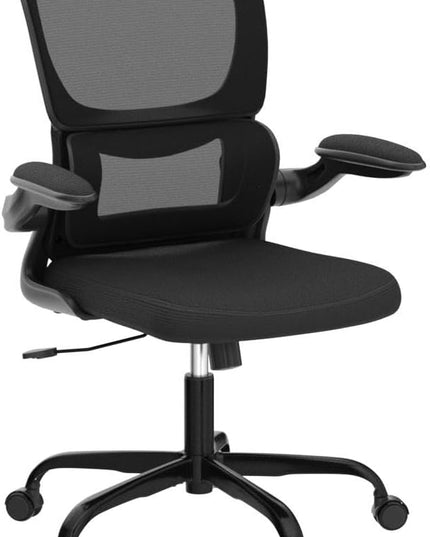Office Chair, Ergonomic Desk Chair with Lumbar Support and Adjustable Armrests, Comfy Desk Chair Breathable Mesh Mid Back Computer Chair, Reclining Office Chair for Home Office - Black - LeafyLoom