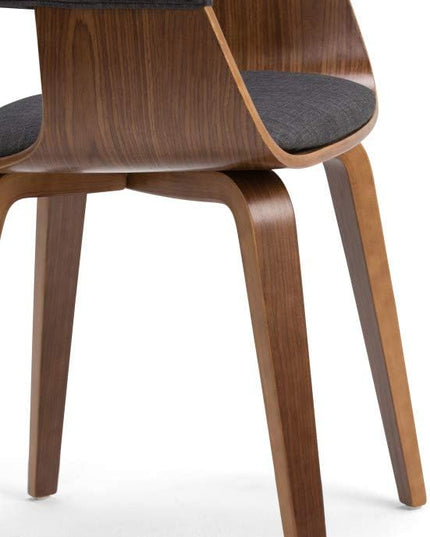 SIMPLIHOME Lowell 17 Inch Mid Century Modern Bentwood Dining Chair in Charcoal Grey Linen Look Fabric, For the Dining Room - LeafyLoom