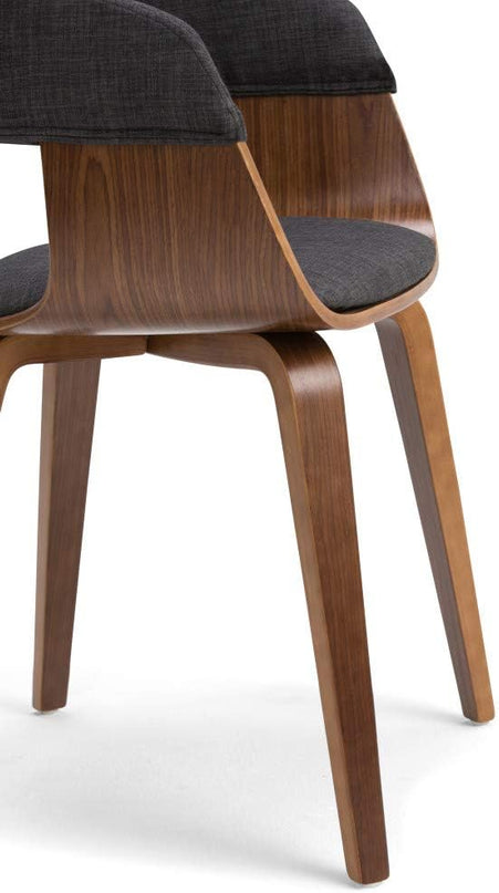 SIMPLIHOME Lowell 17 Inch Mid Century Modern Bentwood Dining Chair in Charcoal Grey Linen Look Fabric, For the Dining Room - LeafyLoom