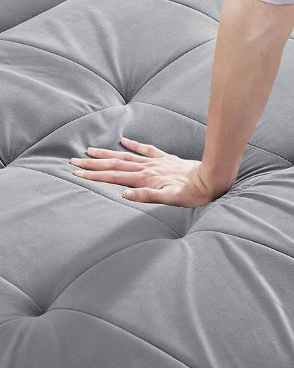 3-in-1 Velvet Upholstered Sofabed Tufted Futon Loveseat Sofa Convertible Sleeper Couch Bed with Cupholders and USB Charging Ports,Modern 2-Seaters Love Seat Daybed for Living Room, 55.2", Gray1 - LeafyLoom