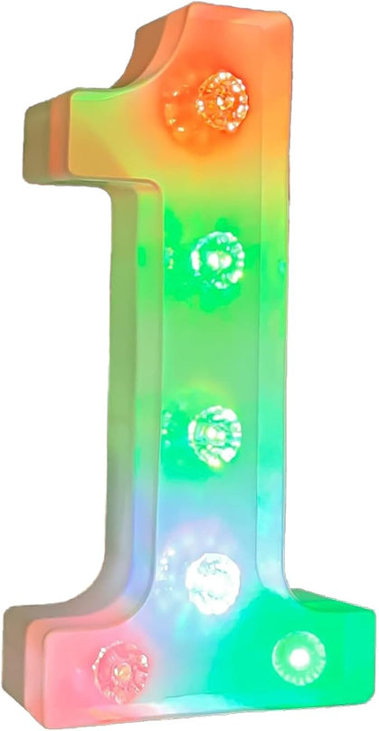 Glintee Decorative Led Light Up Number, Light Up Number Sign for Night Light Wedding Birthday Party Christmas Home Bar Decoration Number-(Number 1) - LeafyLoom