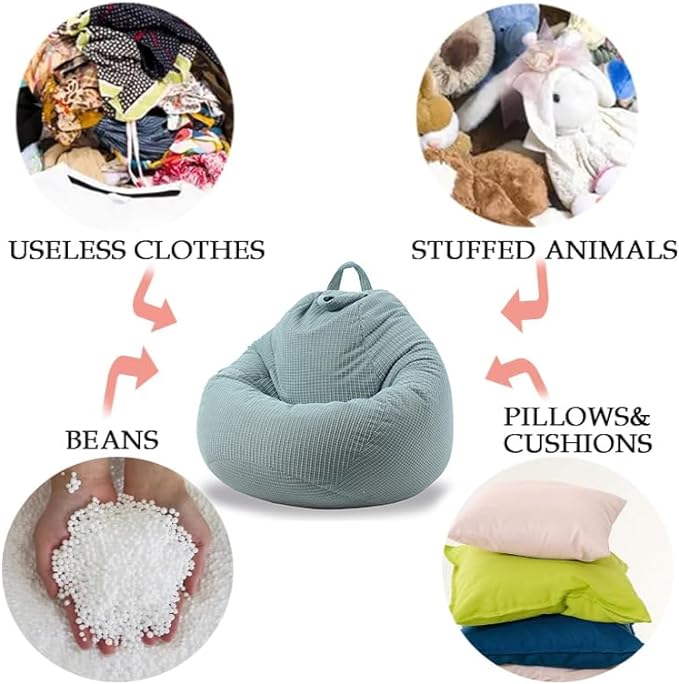 Stuffed Animal Storage Bean Bag Chair Cover (No Filler) Washable Ultra Soft Corduroy Bean Bag Cover for Organizing Plush Toys, Bean Bag for Adults - LeafyLoom