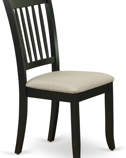 East West Furniture DAC-BLK-C Danbury Kitchen Dining Chairs - Linen Fabric Upholstered Wooden Chairs, Set of 2, Black - LeafyLoom