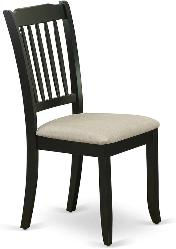 East West Furniture DAC-BLK-C Danbury Kitchen Dining Chairs - Linen Fabric Upholstered Wooden Chairs, Set of 2, Black - LeafyLoom
