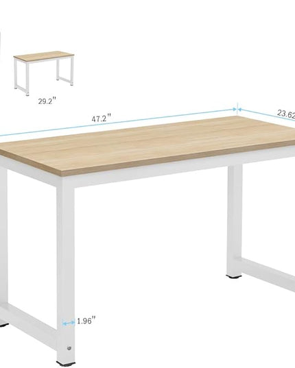 Tribesigns Computer Desk, 47 inch Modern Simple Office Desk Computer Table Study Writing Desk for Home Office, Light Walnut - LeafyLoom
