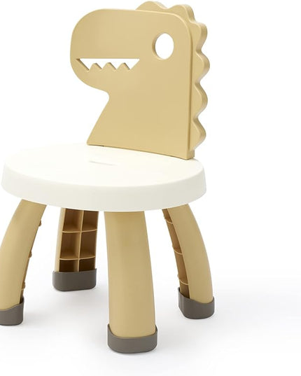 Toddler Chair,Plastic Kids Dino Chair,Sturdy Durable and Lightweight Toddler's Activity Chairs,Anti-Slip Ergonomic Design kids step stool,Indoor or Outdoor Use for Boys Girls Aged 2+ (Yellow) - LeafyLoom