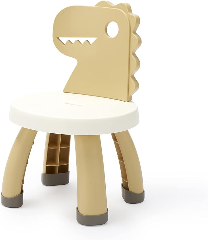 Toddler Chair,Plastic Kids Dino Chair,Sturdy Durable and Lightweight Toddler's Activity Chairs,Anti-Slip Ergonomic Design kids step stool,Indoor or Outdoor Use for Boys Girls Aged 2+ (Yellow) - LeafyLoom