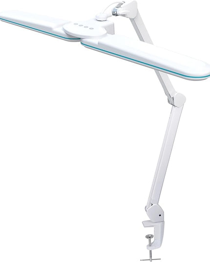 Neatfi Elite HD XL Task Lamp, 3 Light Modes, 90PCS SMD LED, Super Bright Desk Lamp, Eye-Caring LED Lamp, Non-Polar Dimming, Adjustable Brightness Levels (CCT with Clamp, Blue Ring, 17 Inches) - LeafyLoom